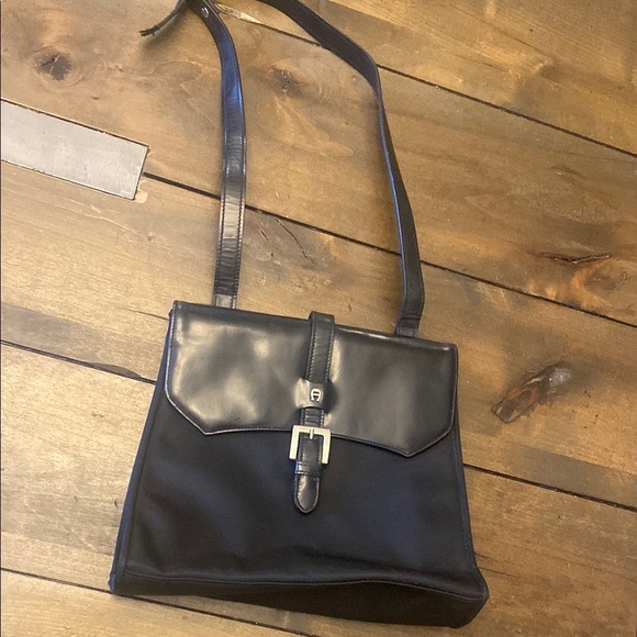 Etiene Aigner Black Leather and Fabric Shoulder Bag‎ - Picture 1 of 8